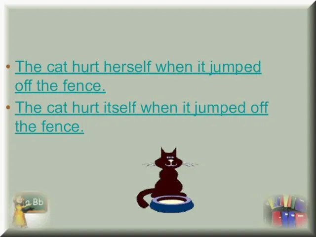 The cat hurt herself when it jumped off the fence. The cat