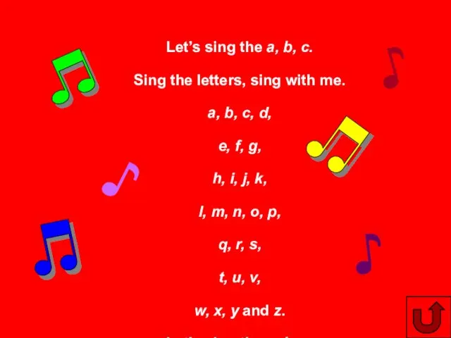 Let’s sing the a, b, c. Sing the letters, sing with me.