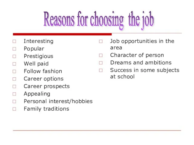 Interesting Popular Prestigious Well paid Follow fashion Career options Career prospects Appealing