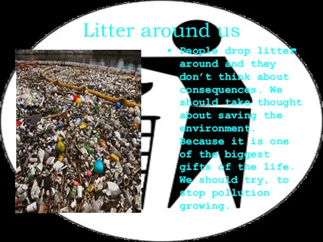 Litter around us People drop litter around and they don’t think about