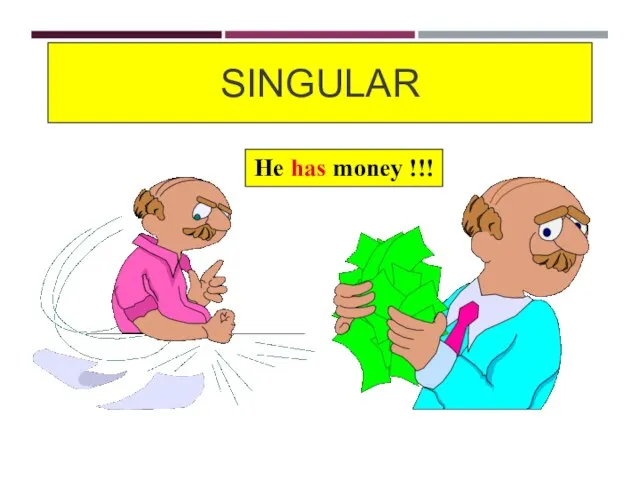 SINGULAR He has money !!!