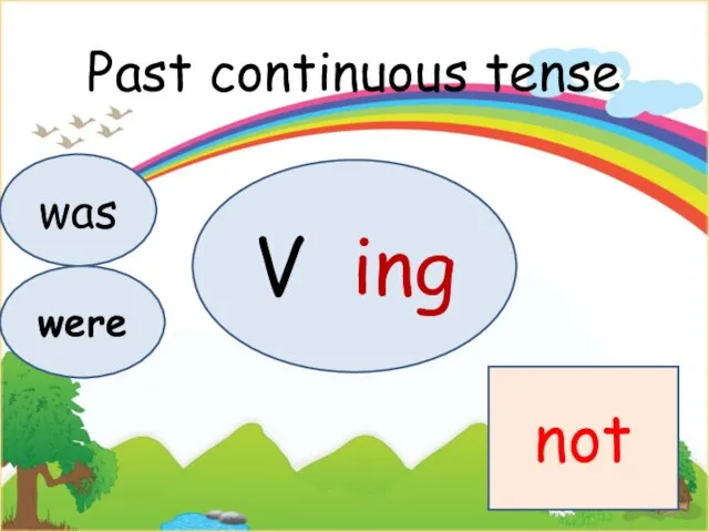 Past continuous tense was were V ing not