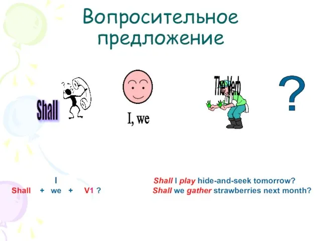 Вопросительное предложение The Verb I, we ? I Shall I play hide-and-seek