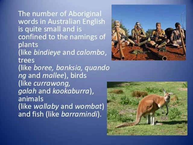 The number of Aboriginal words in Australian English is quite small and