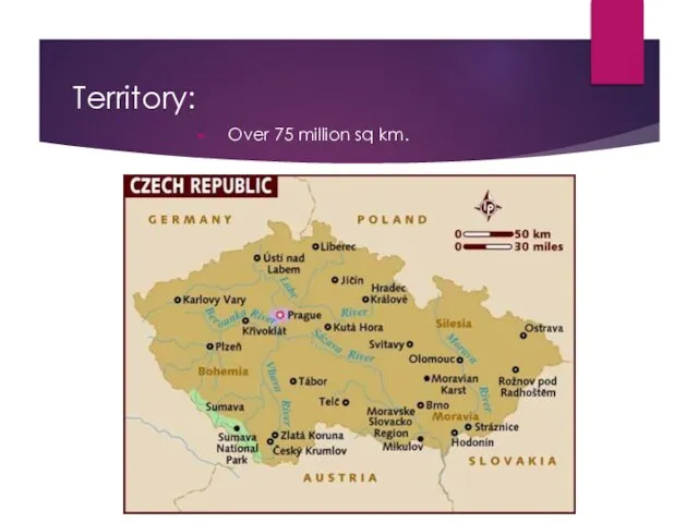 Territory: Over 75 million sq km.