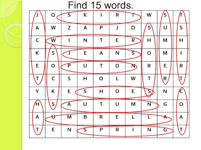 Find 15 words.