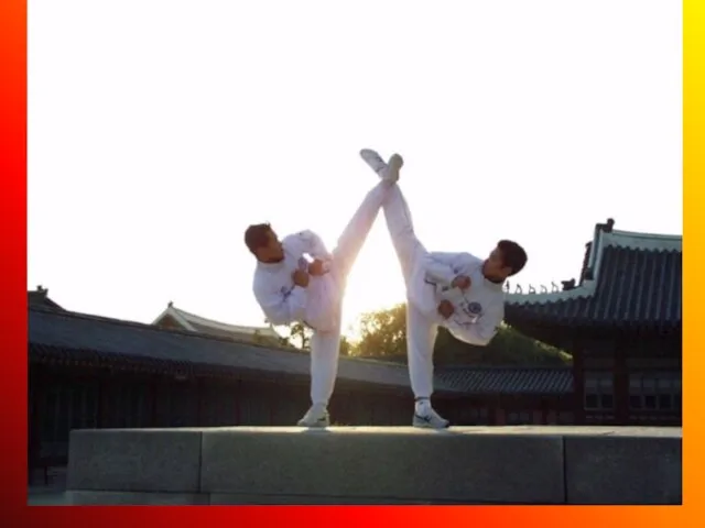 A taekwondo student typically wears a uniform (dobok), often white but sometimes