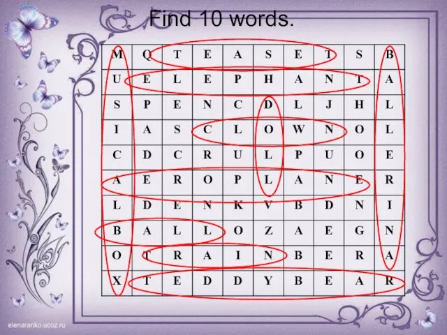 Find 10 words.