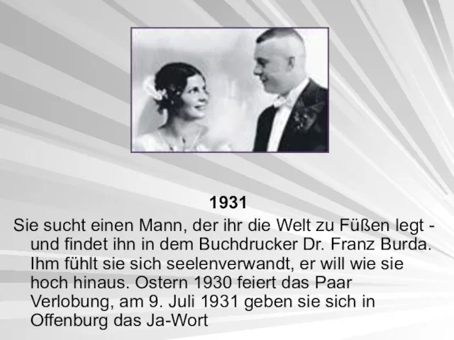 1931 Sie sucht einen Mann, der ihr die Welt zu Füßen legt