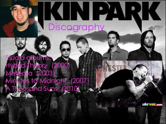 Discography Studio albums: Hybrid Theory (2000) Meteora (2003) Minutes to Midnight (2007) A Thousand Suns (2010)