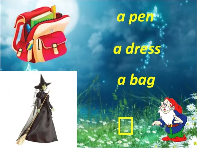 a dress a bag a pen ?