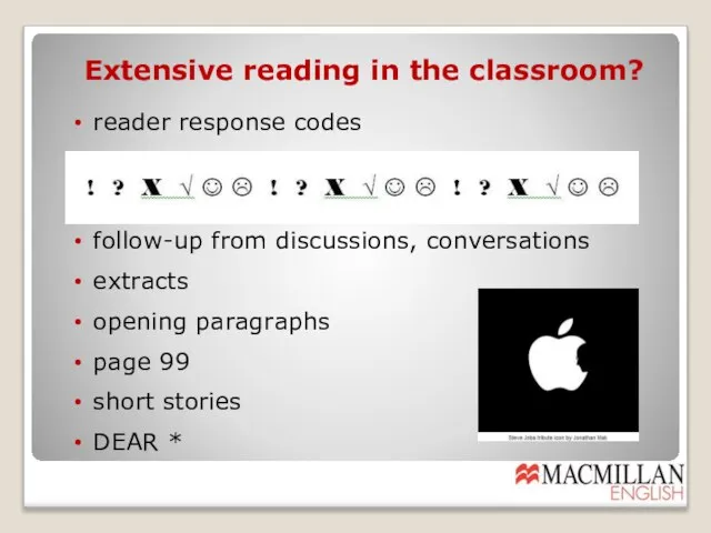 Extensive reading in the classroom? follow-up from discussions, conversations extracts opening paragraphs