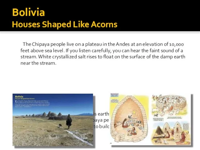 Bolivia Houses Shaped Like Acorns The Chipaya people live on a plateau