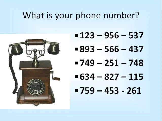 What is your phone number? 123 – 956 – 537 893 –