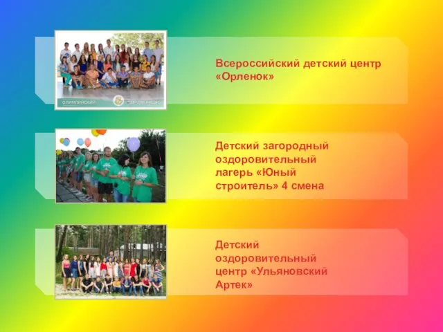 Всероссийский детский центр «Орленок» Детский загородный оздоровительный лагерь «Юный строитель» 4 смена