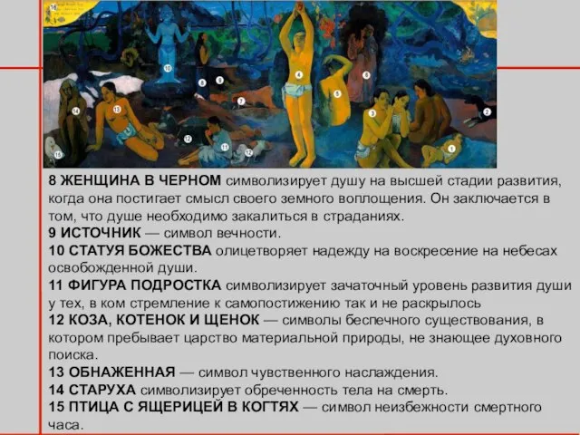 ПОСТІМПРЕСІОНІЗМ у мистецтві 8 ЖЕНЩИНА В ЧЕРНОМ символизирует душу на высшей стадии