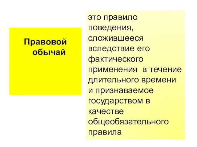 Правовой обычай это правило поведения, сложившееся вследствие его фактического применения в течение