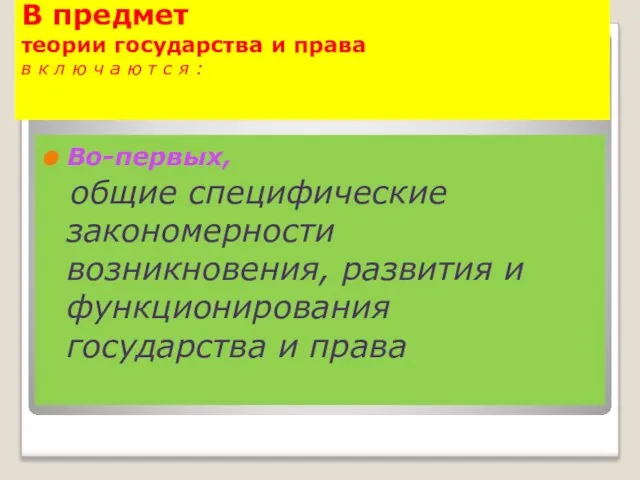 В предмет теории государства и права в к л ю ч а