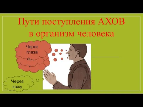 Пути поступления АХОВ в организм человека Через кожу