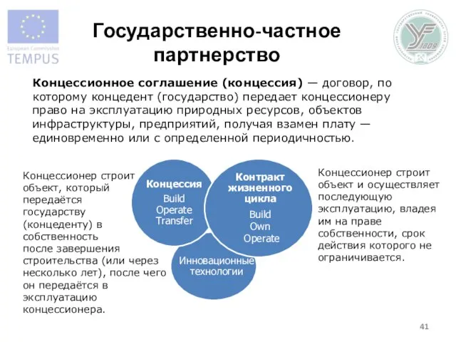 Концессионер строит объект и осуществляет последующую эксплуатацию, владея им на праве собственности,