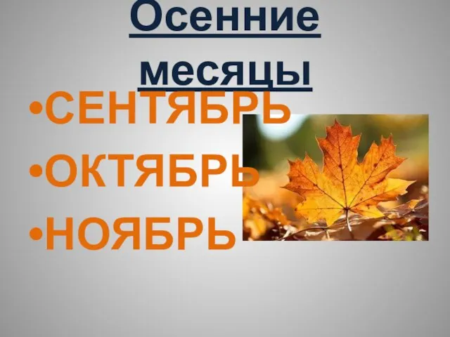 Осенние месяцы СЕНТЯБРЬ ОКТЯБРЬ НОЯБРЬ