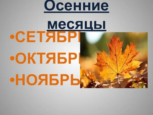 Осенние месяцы СЕТЯБРЬ ОКТЯБРЬ НОЯБРЬ