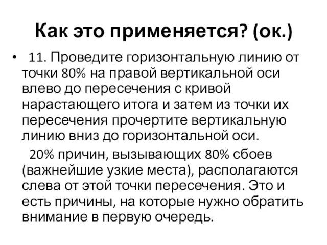 Как это применяется? (ок.) 11. Проведите горизонтальную линию от точки 80% на