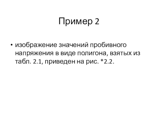 Пример 2 изображение значений пробивного напряжения в виде полигона, взятых из табл.