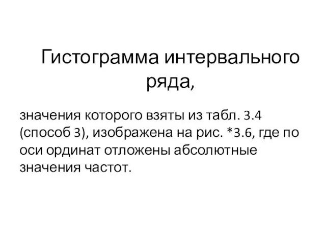 Гистограмма интервального ряда, значения которого взяты из табл. 3.4 (способ 3), изображена