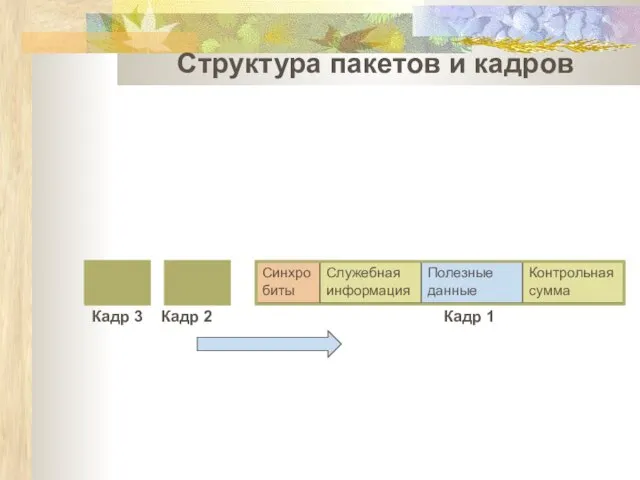 Структура пакетов и кадров Кадр 1 Кадр 2 Кадр 3