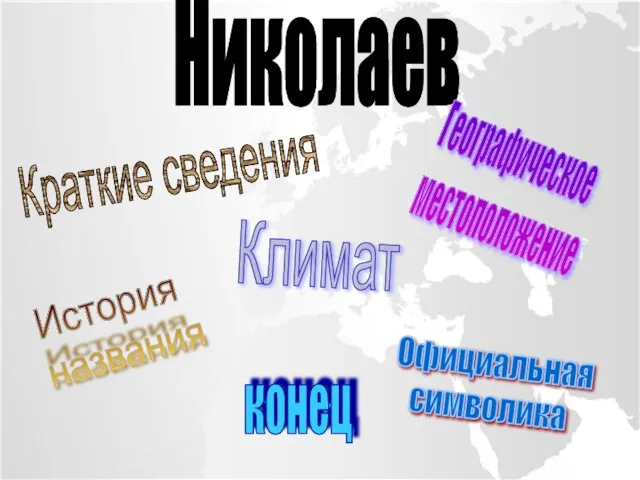 Николаев Краткие сведения Географическое местоположение Климат История названия Официальная символика конец