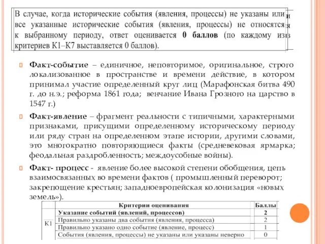 Факт-событие – единичное, неповторимое, оригинальное, строго локализованное в пространстве и времени действие,