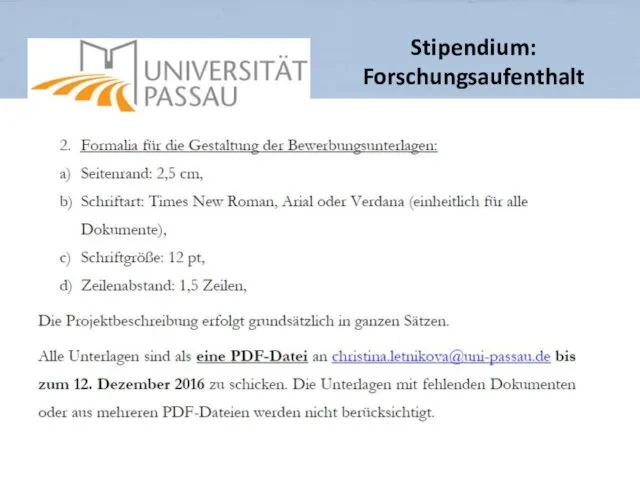 Stipendium: Forschungsaufenthalt