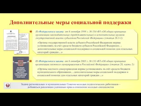 Дополнительные меры социальной поддержки Из Федерального закона от 6 октября 1999 г.