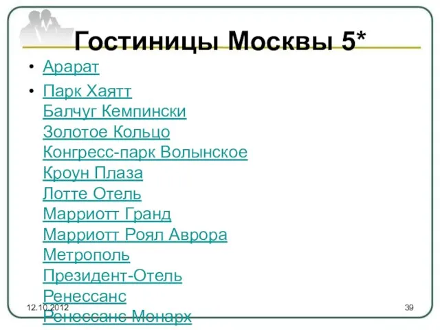 Гостиницы Москвы 5* Арарат Парк Хаятт Балчуг Кемпински Золотое Кольцо Конгресс-парк Волынское