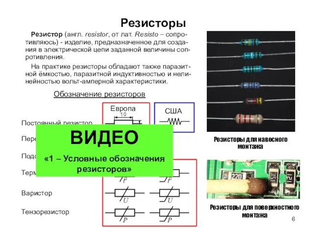 Резистор (англ. resistor, от лат. Resisto – сопро-тивляюсь) - изделие, предназначенное для