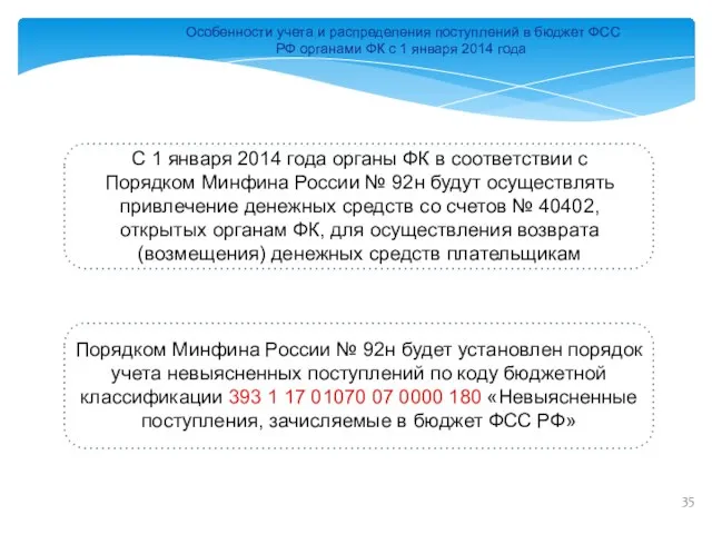 Особенности учета и распределения поступлений в бюджет ФСС РФ органами ФК с 1 января 2014 года