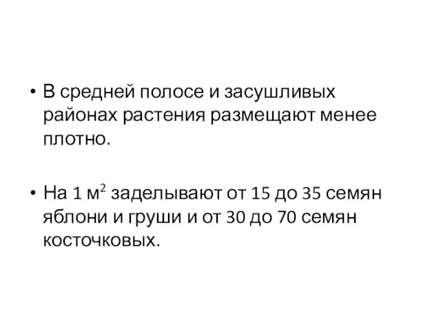 В средней полосе и засушливых районах растения размещают менее плотно. На 1