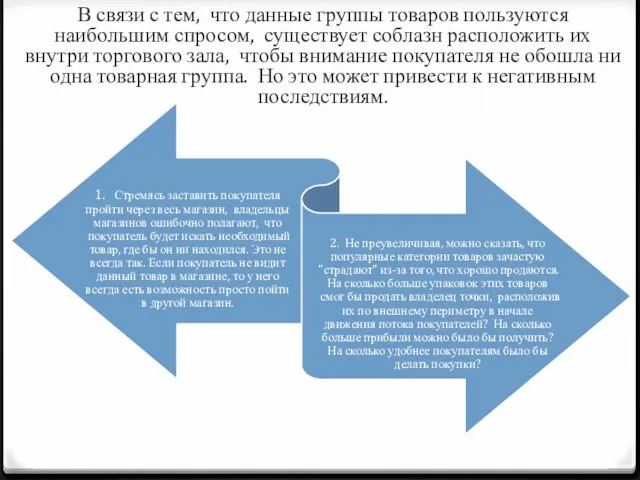 В связи с тем, что данные группы товаров пользуются наибольшим спросом, существует