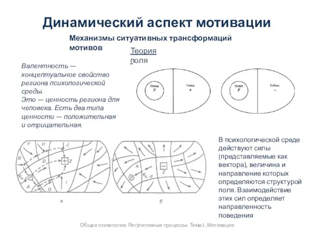 Общая психология. Регулятивные процессы. Тема1: Мотивация Динамический аспект мотивации Механизмы ситуативных трансформаций