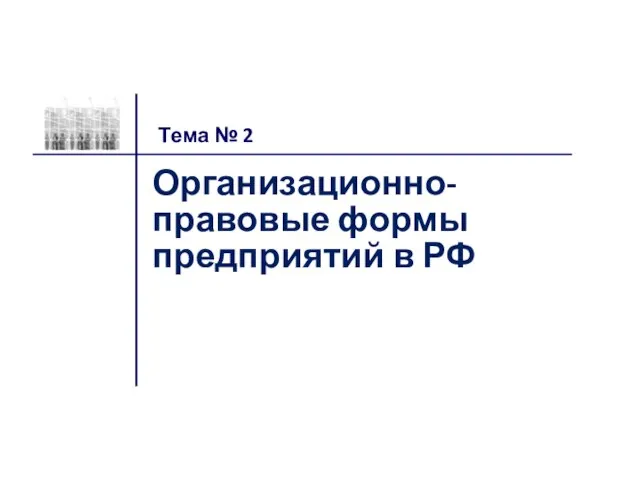 Организационно-правовые формы предприятий в РФ Тема № 2