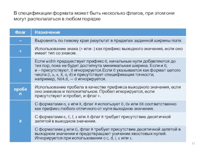 В спецификации формата может быть несколько флагов, при этом они могут располагаться в любом порядке