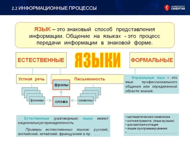 2.2 ИНФОРМАЦИОННЫЕ ПРОЦЕССЫ