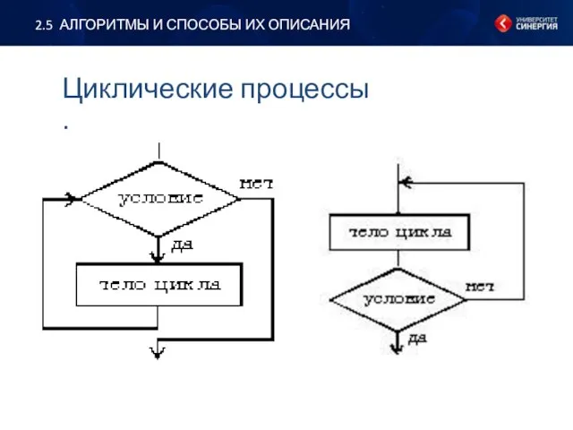 2.5 АЛГОРИТМЫ И СПОСОБЫ ИХ ОПИСАНИЯ Циклические процессы .