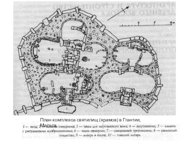 План комплекса святилищ (храмов) в Ггантии, Мальта.