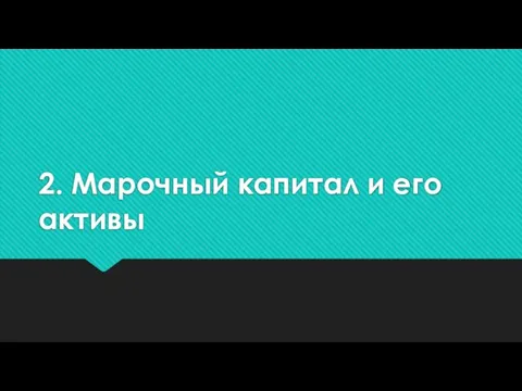 2. Марочный капитал и его активы