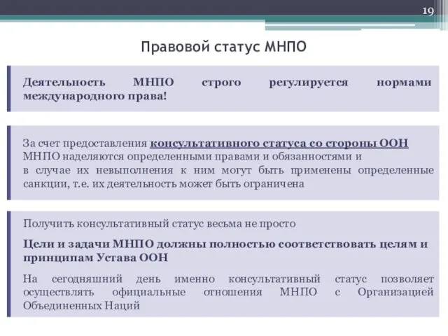 Правовой статус МНПО