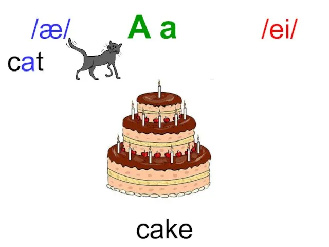 /æ/ A a /ei/ cake cat