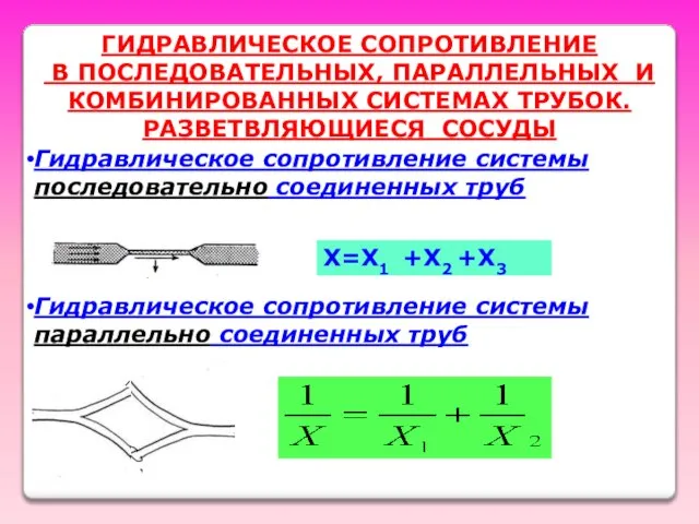 ГИДРАВЛИЧЕСКОЕ СОПРОТИВЛЕНИЕ В ПОСЛЕДОВАТЕЛЬНЫХ, ПАРАЛЛЕЛЬНЫХ И КОМБИНИРОВАННЫХ СИСТЕМАХ ТРУБОК. РАЗВЕТВЛЯЮЩИЕСЯ СОСУДЫ Гидравлическое