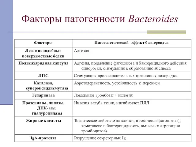 Факторы патогенности Bacteroides